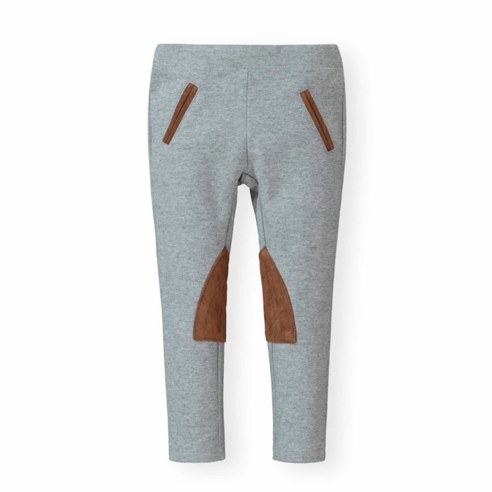 Hope & Henry Girls Ponte Riding Pants Grey with Brown Accent Pants 8